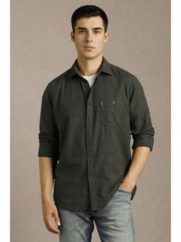 Louis Philippe - Men Green Check Full Sleeves Casual Shirt