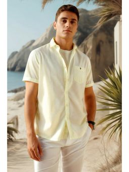 Louis Philippe - Men Beige Solid Half Sleeves Casual Shirt