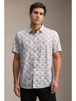 Louis Philippe - Men Light Blue Floral Half Sleeves Casual Shirt
