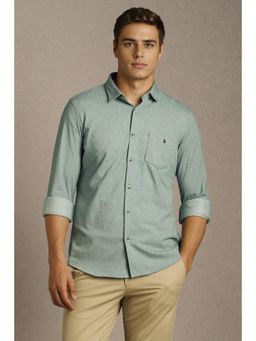 Louis Philippe - Men Green Textured Full Sleeves Casual Shirt