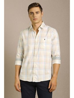 Louis Philippe - Men Beige Check Full Sleeves Casual Shirt