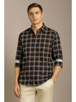 Louis Philippe - Men Black Check Full Sleeves Casual Shirt