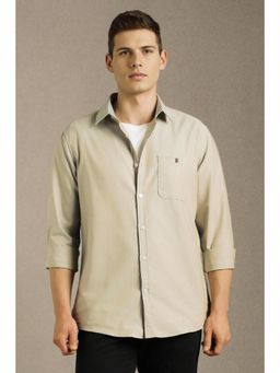 Louis Philippe - Men Beige Solid Full Sleeves Casual Shirt