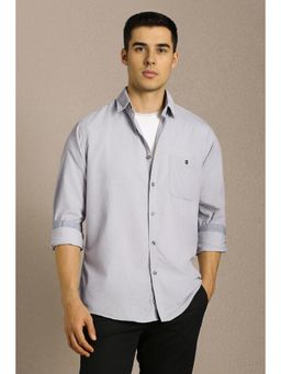 Louis Philippe - Men Grey Solid Full Sleeves Casual Shirt