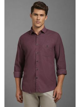 Louis Philippe - Men Maroon Solid Full Sleeves Casual Shirt