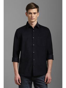 Louis Philippe - Men Black Solid Full Sleeves Casual Shirt
