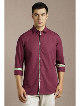 Louis Philippe - Men Maroon Solid Full Sleeves Casual Shirt