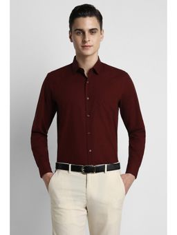 Peter England - Men Maroon Regular Fit Full Sleeves Formal Shirt