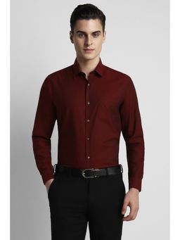Peter England - Men Maroon Regular Fit Full Sleeves Formal Shirt