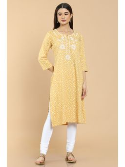 Soch - Mustard Yellow Rayon Printed Kurta