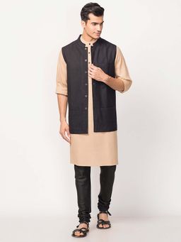 Fabindia - Black Cotton Firdaus Nehru Jacket