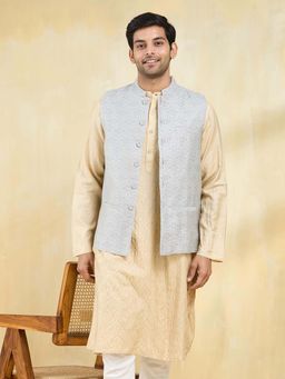 Fabindia - Grey Viscose Blend Nehru Jacket