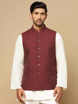Fabindia - Maroon Cotton Nehru Jacket