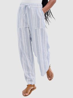 GAP - Women's Blue Regular Fit Mid-Rise Stripe Pant