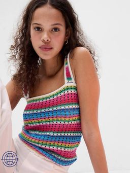 GAP - Women's Multi-Colour Slim Crochet Tank Top