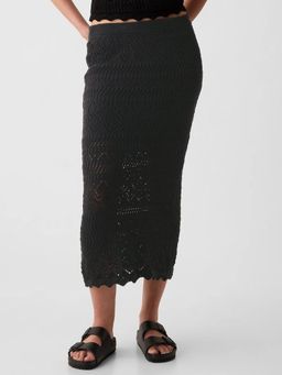 GAP - Black Women's Black Crochet Midi Skirt