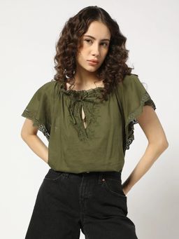 GAP - Women's Olive Solid Top