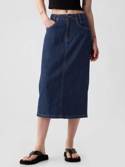 GAP - Blue Women's Mid-Rise Regular Fit Midi Skirt