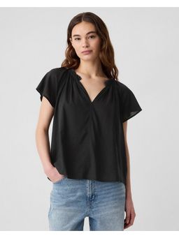 GAP - Women's White V-Neck Short Sleeve Top