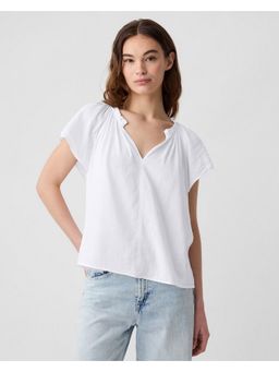 GAP - Women's Maroon Round Neck Half Sleeve Top