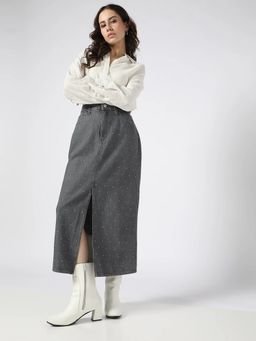 GAP - Grey Women's High-Rise Midi Skirt