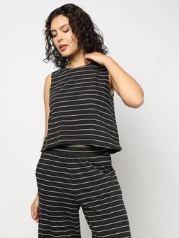GAP - Women's Black Loose Striped Crop Top