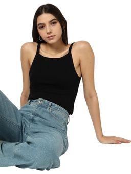 GAP - Women's Black Solid Print Slim Fit Tank Top