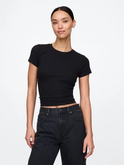 GAP - Women's Black Solid Round Neck Regular Top