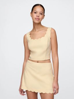 GAP - Women's Cream Relaxed Fit Round Neck Crop Tops
