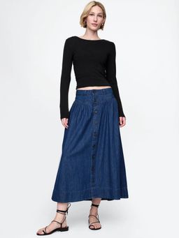 GAP - Blue Women's Mid-Rise Denim Maxi Skirt