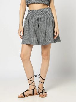 GAP - Black Women Checked Relaxed Fit Mini Skirt