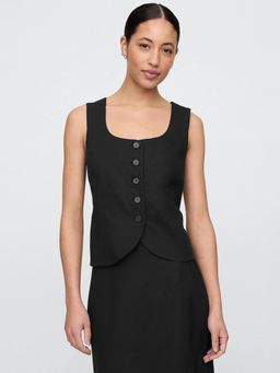 GAP - Women's Black Solid Print Regular Fit Top