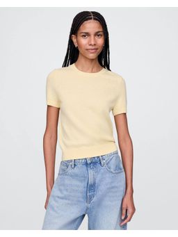 GAP - Women's Yellow Solid Round Neck Regular Top