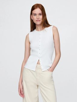 GAP - Women's White Slim Fit Round Neck Tops