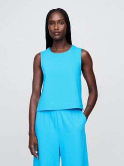 GAP - Women's Blue Slim Fit Round Neck Crop Tops