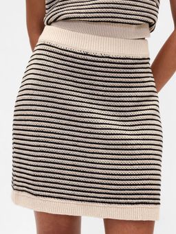 GAP - Multi-Colour Women's Mid-Rise Striped Straight Mini Skirt
