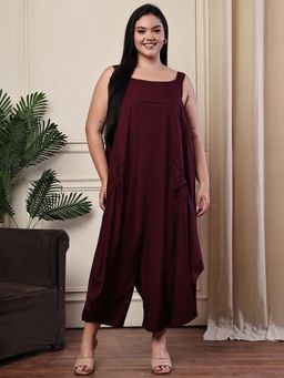 theRebelinme - Solid Wine Jumpsuit For Women