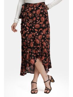 Virgio - Multi-Colour Floral Viscose Wrap Maxi Skirt