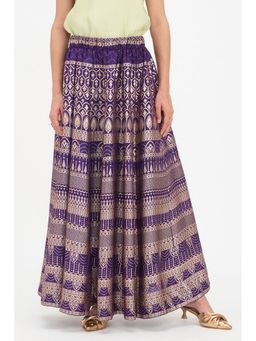 Virgio - Purple Viscose Panelled Maxi Skirt
