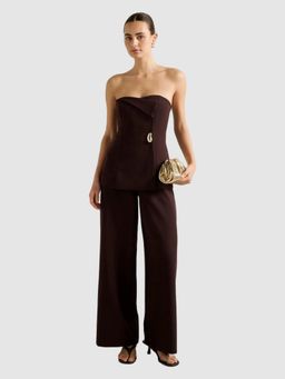 Forever New - Joanna Strapless Foldover Brown Co-Ord Set