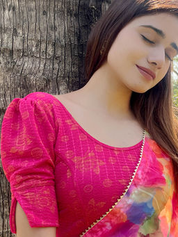 BINDIGASM'S ADVI - Pink Floral Stitched Blouse