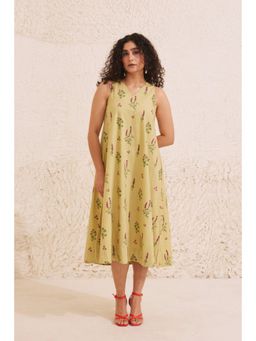 Dressfolk - Tanika Yellow Floral Printed Midi Dress
