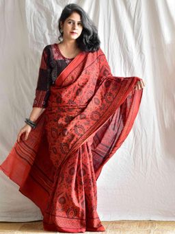 Sundarii - Ajara Dabu mul cotton Saree without Blouse