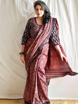 Sundarii - Bhavya Dabu mul cotton Saree without Blouse