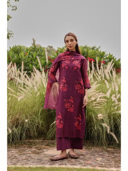 Vaayu - Amethyst Applique Kurta with Pant & Dupatta