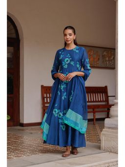 Vaayu - Blue Bloom Embroidered Anarkali with Dupatta