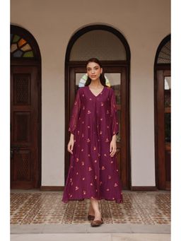 Vaayu - Amethyst Bloom Embroidered Dress