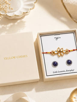 Yellow Chimes - Rakhi Gifting Combo Rakhi and Silver Plated Cufflinks With Roli Chawal
