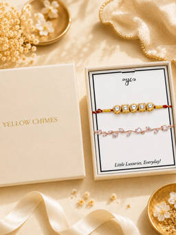 Yellow Chimes - Gifting Combo Kundan Rakhi for Bhaiya and Tulip Bracelet for Bhabhi