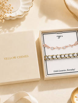 Yellow Chimes - Gift Combo Rose gold Tulip Bracelet and Silver Chain Bracelet (Pack of 2)